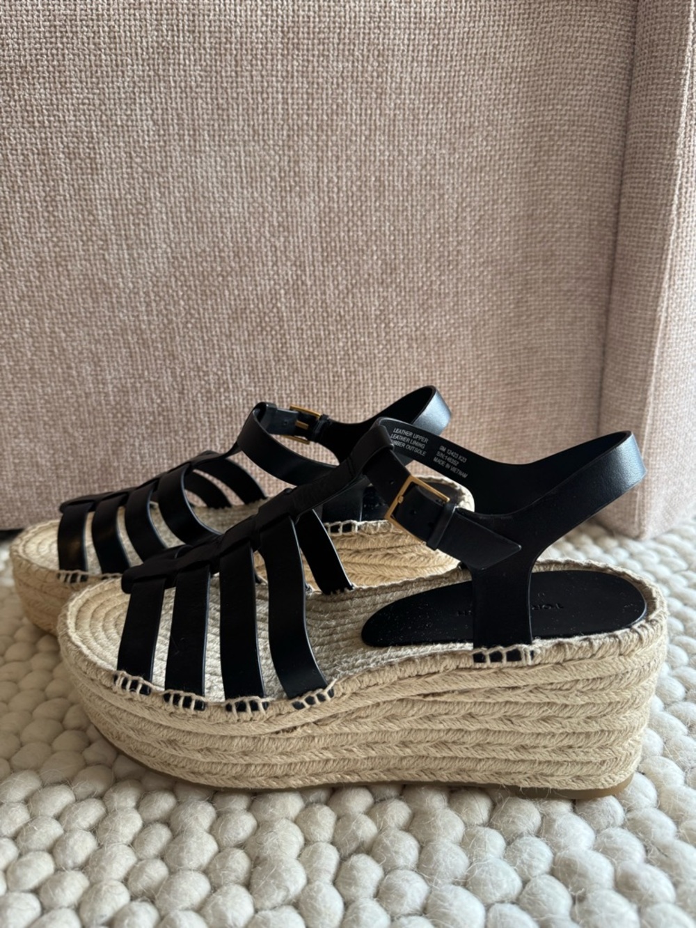 Tory Burch Black Espadrille Platform Sandals - 9